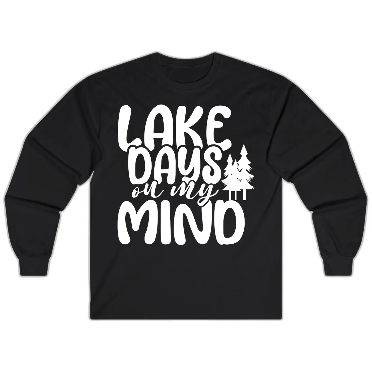 Lake Days On My Mind Graphic Long Sleeve in Black