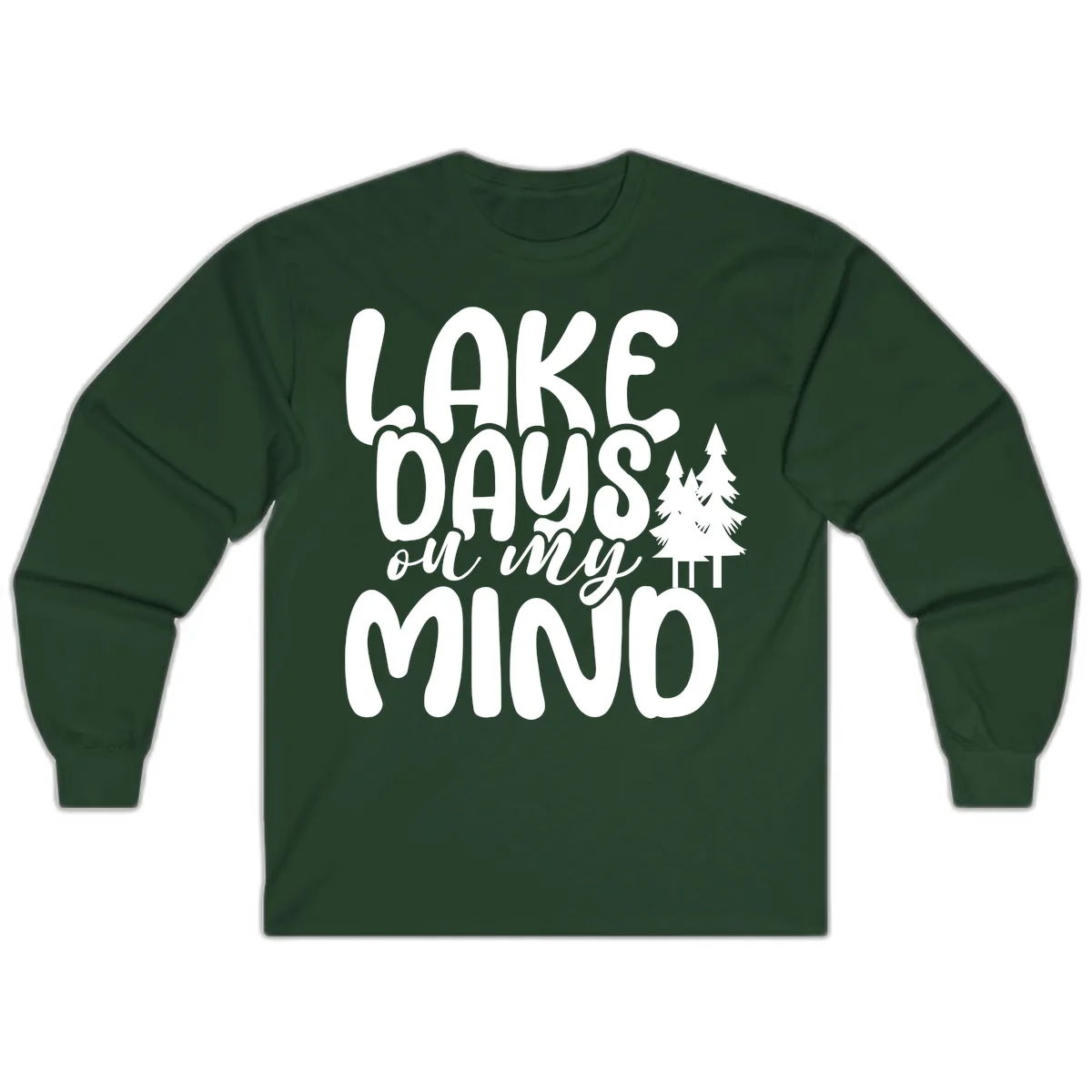 Lake Days On My Mind Graphic Long Sleeve in Forest Green