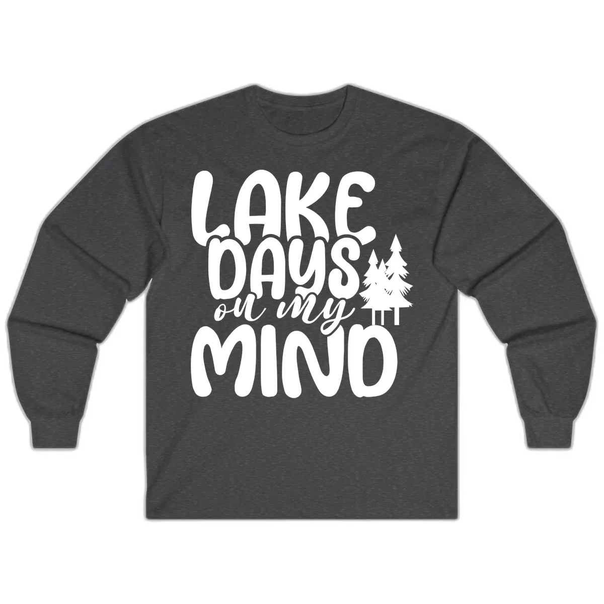 Lake Days On My Mind Graphic Long Sleeve in Dark Heather