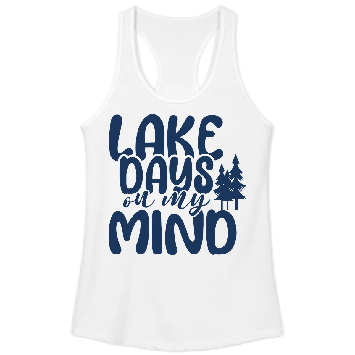 Lake Days On My Mind Graphic Ladies Tank in White