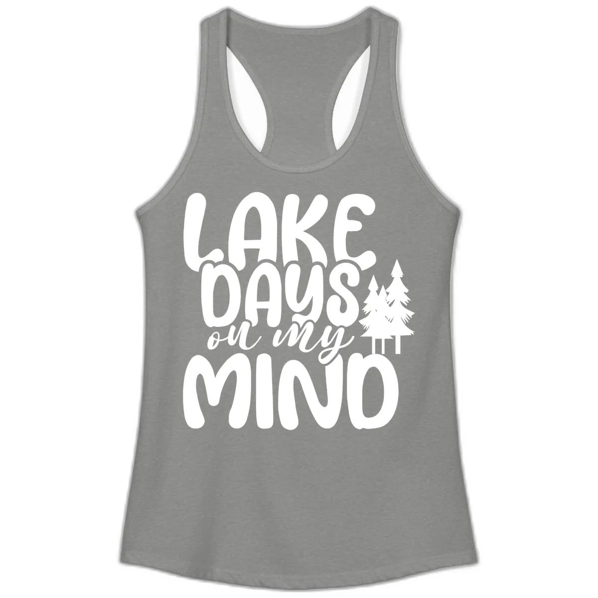 Lake Days On My Mind Graphic Ladies Tank in Heather Grey