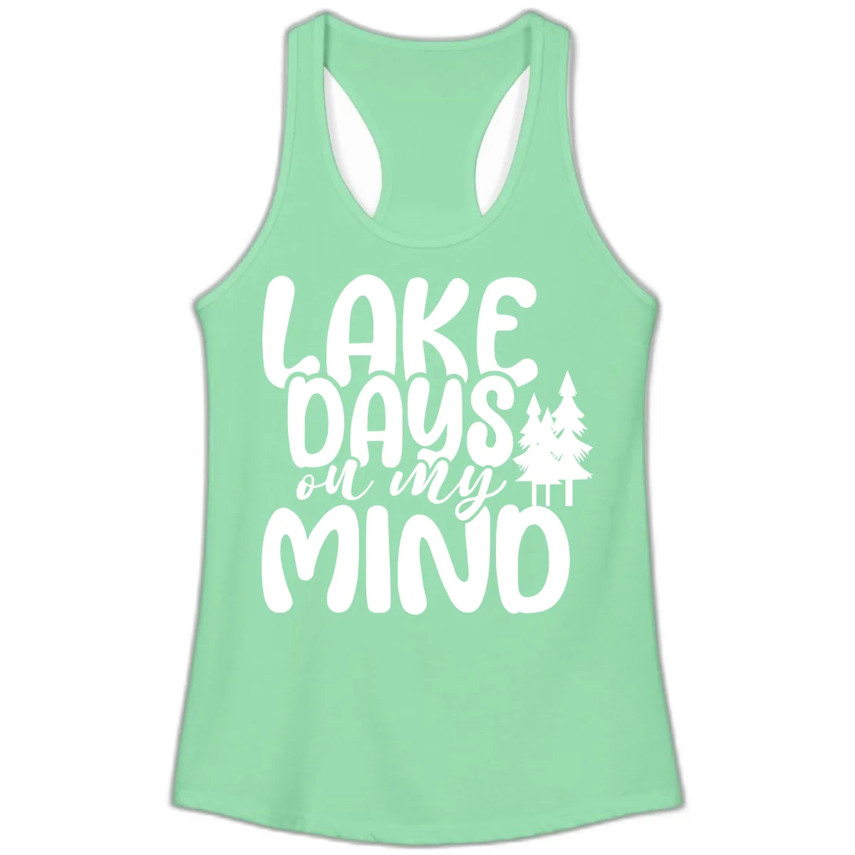 Lake Days On My Mind Graphic Ladies Tank in Solid Mint