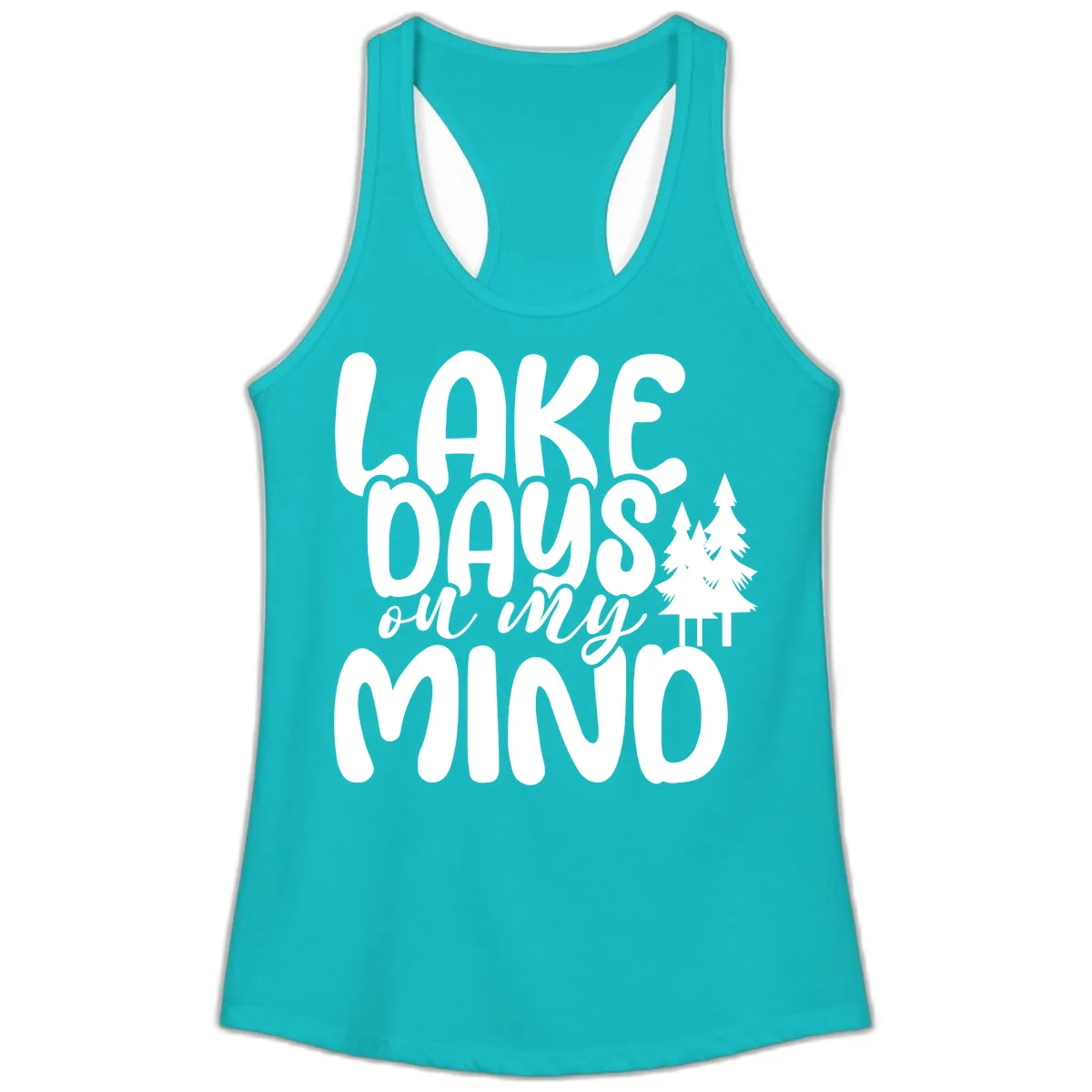Lake Days On My Mind Graphic Ladies Tank in Tahiti Blue