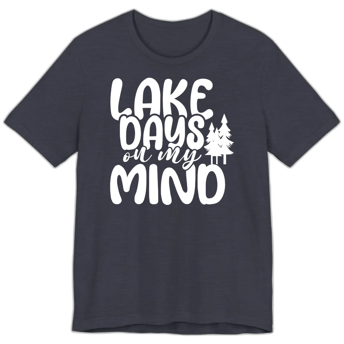 Lake Days On My Mind Graphic Premium T-Shirt in Heather Midnight Navy