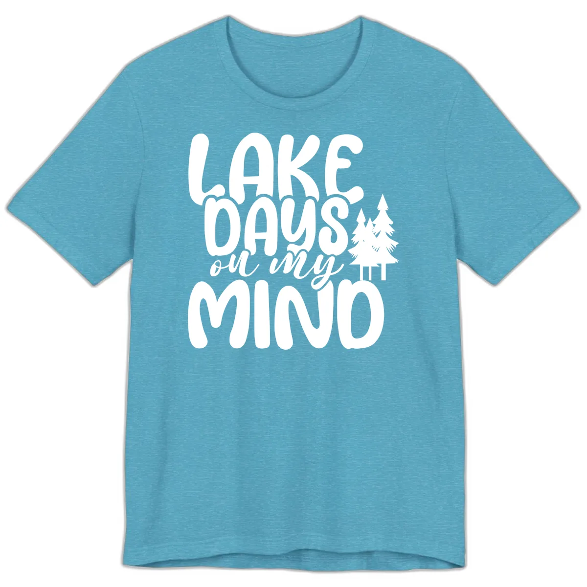 Lake Days On My Mind Graphic Premium T-Shirt in Heather Aqua