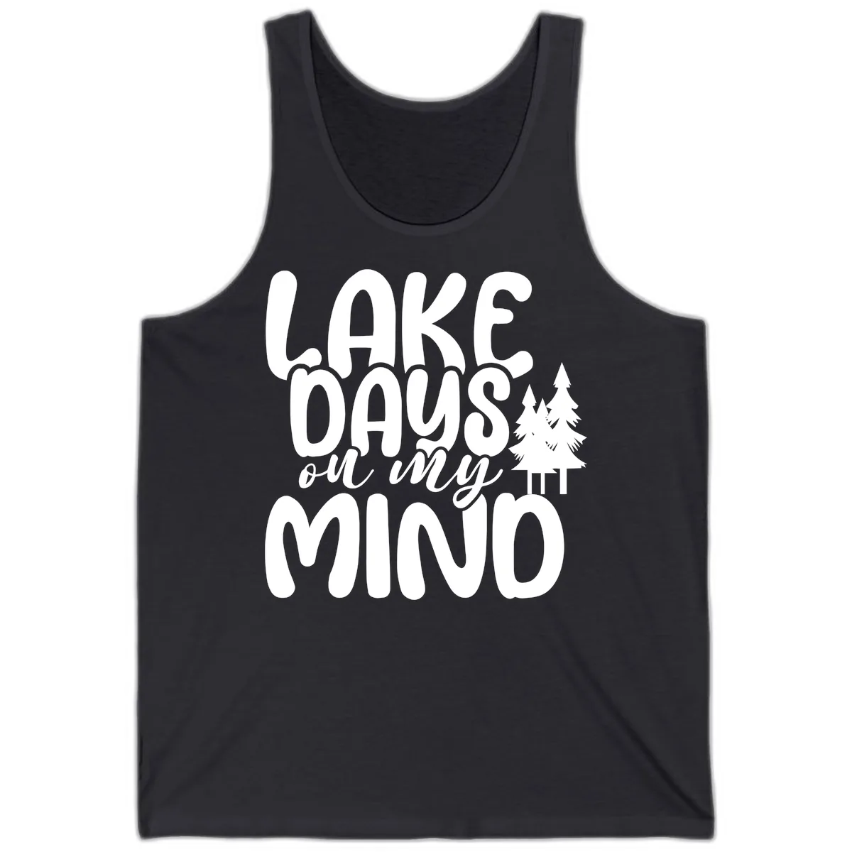 Lake Days On My Mind Graphic Tank in Dark Grey