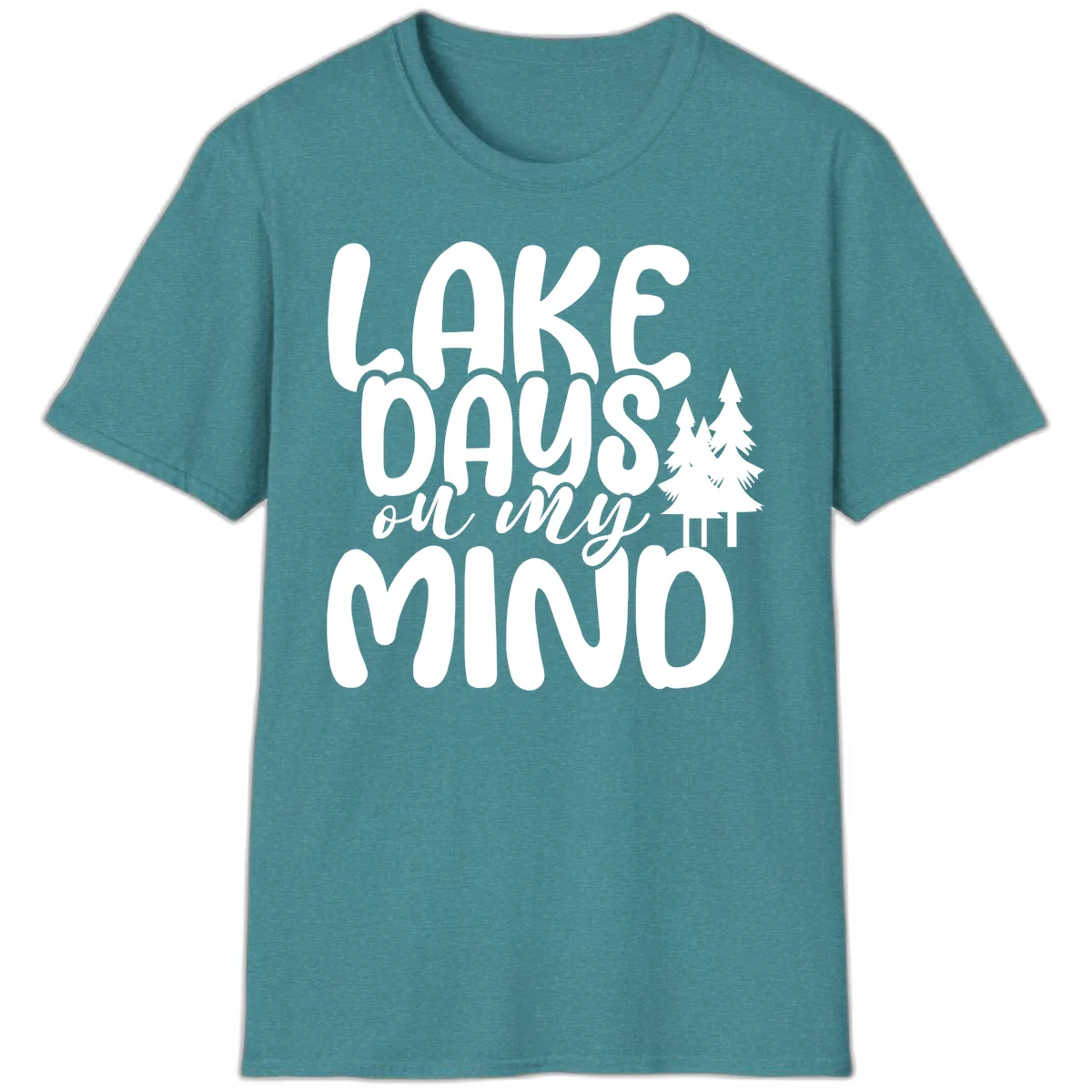 Lake Days On My Mind Graphic T-Shirt in Heather Galapagos Blue