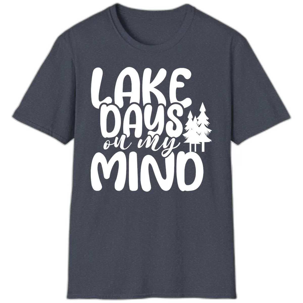 Lake Days On My Mind Graphic T-Shirt in Heather Navy