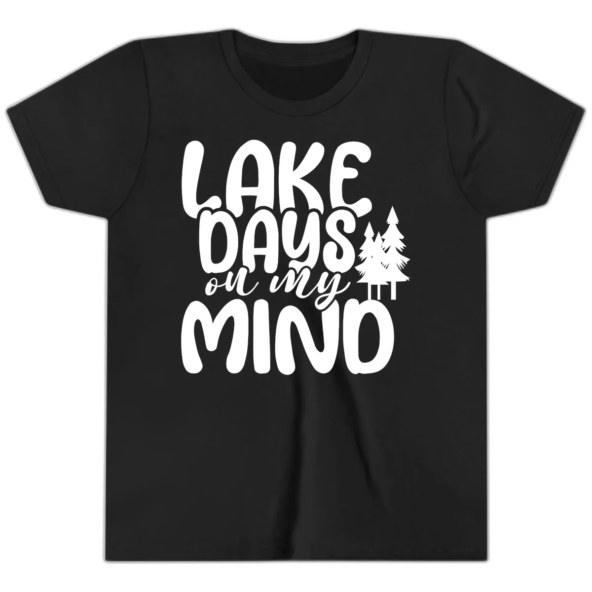 Lake Days On My Mind Graphic Youth T-Shirt in Black