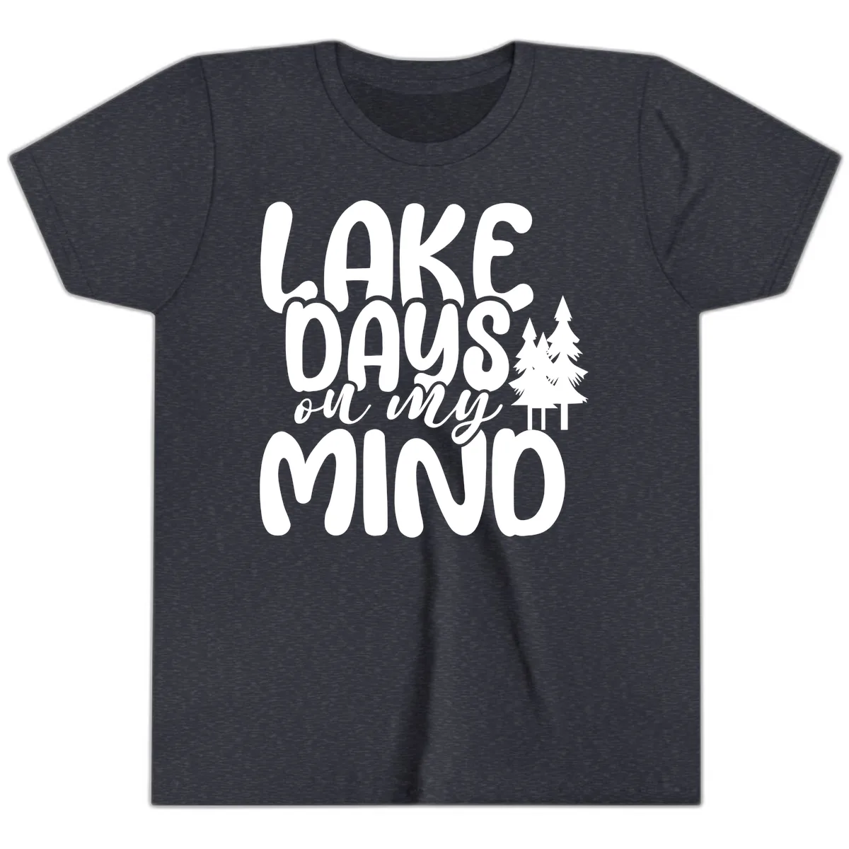 Lake Days On My Mind Graphic Youth T-Shirt in Heather Navy