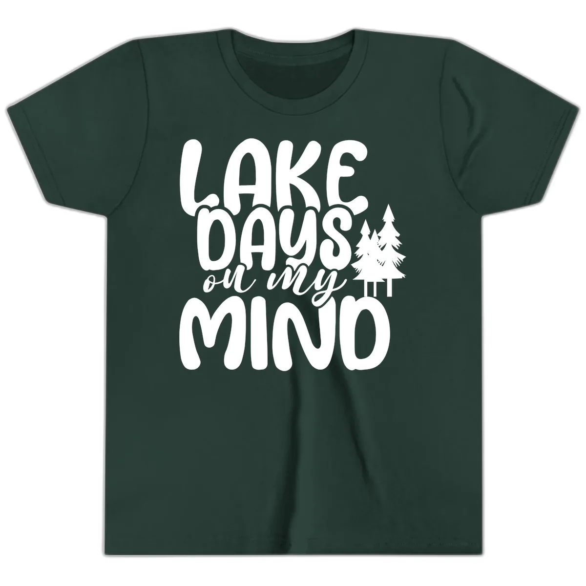 Lake Days On My Mind Graphic Youth T-Shirt in Forest