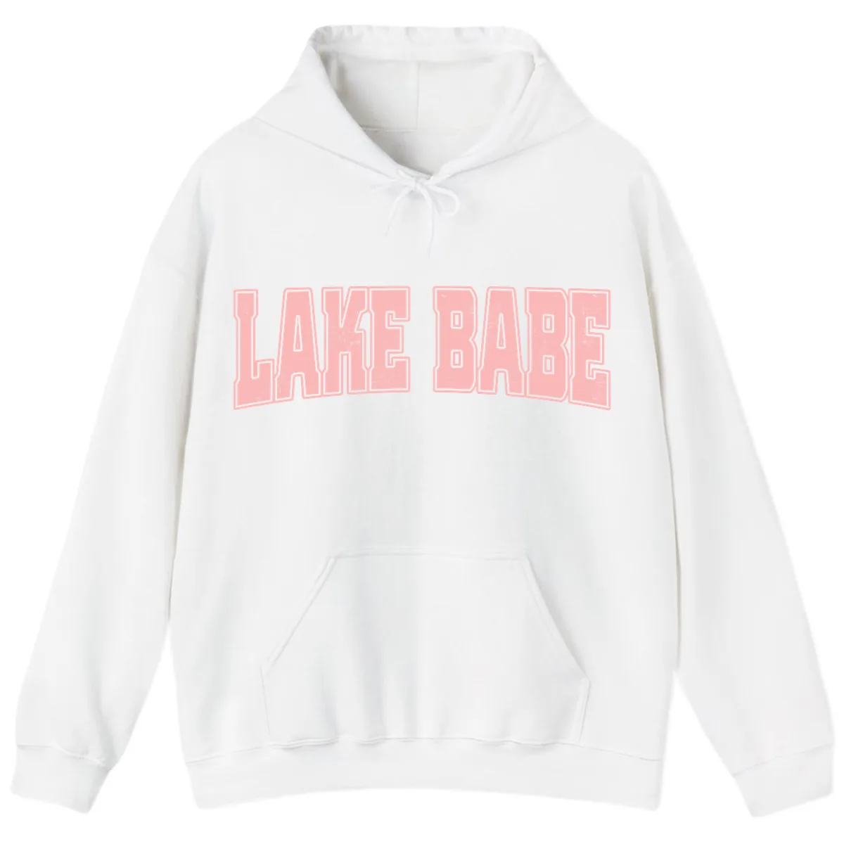 Lake Babe Typography Design Hoodie in White