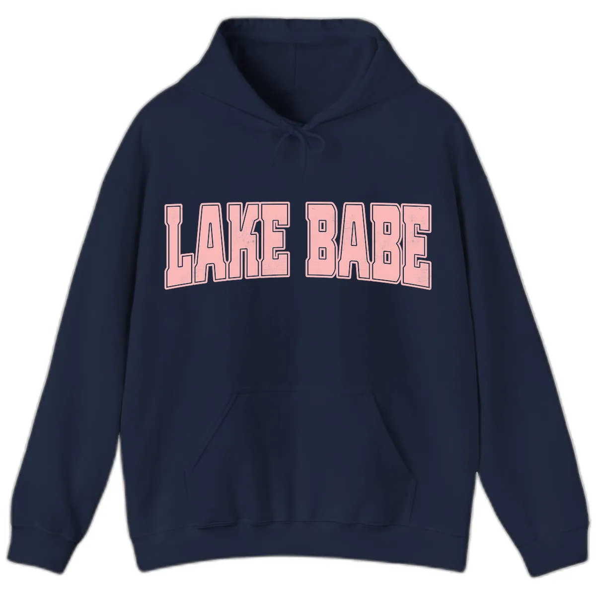 Lake Babe Typography Design Hoodie in Navy