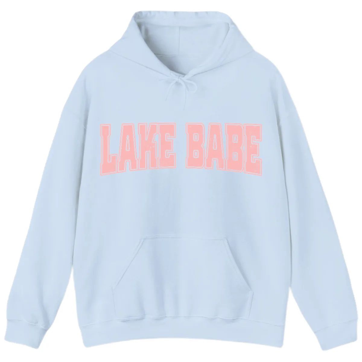 Lake Babe Typography Design Hoodie in Light Blue