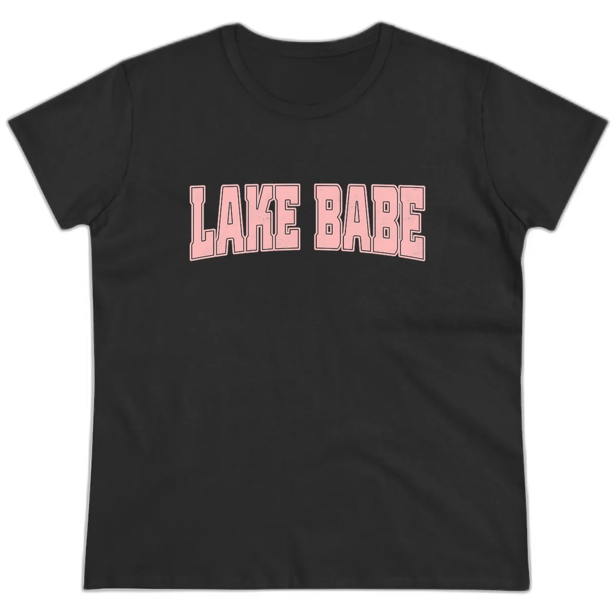 Lake Babe Typography Design Ladies Tee in Black