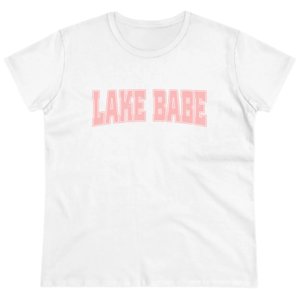 Lake Babe Typography Design Ladies Tee in White