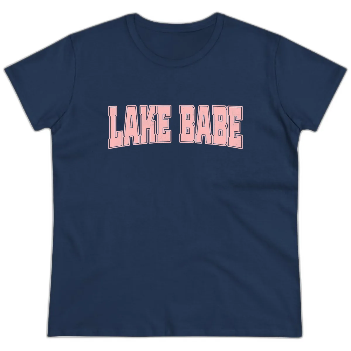 Lake Babe Typography Design Ladies Tee in Navy