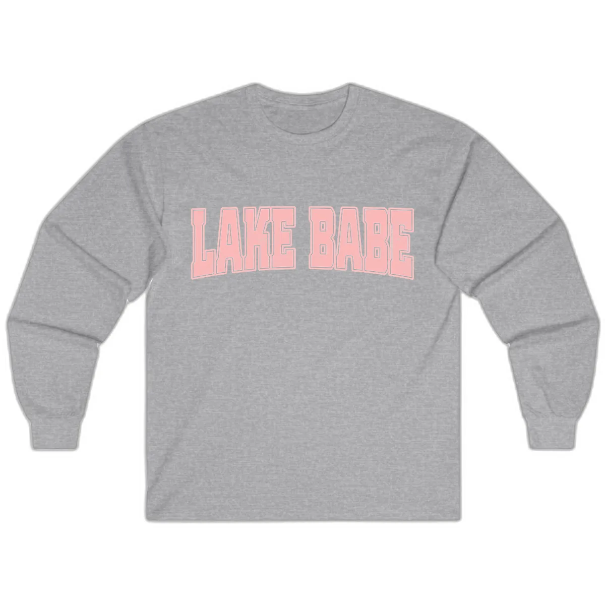 Lake Babe Typography Design Long Sleeve in Sport Grey