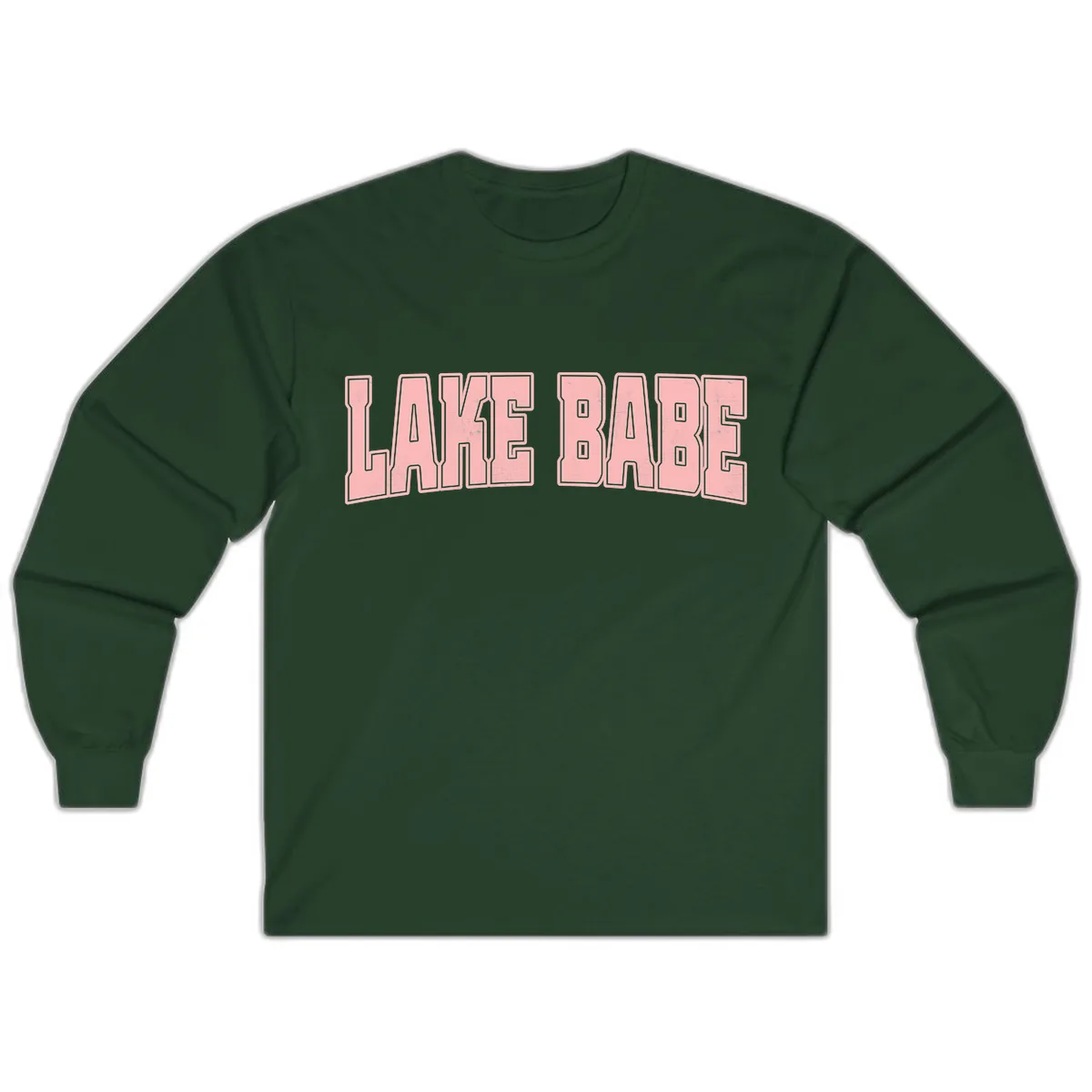 Lake Babe Typography Design Long Sleeve in Forest Green