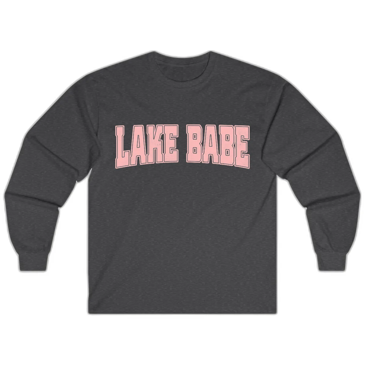 Lake Babe Typography Design Long Sleeve in Dark Heather