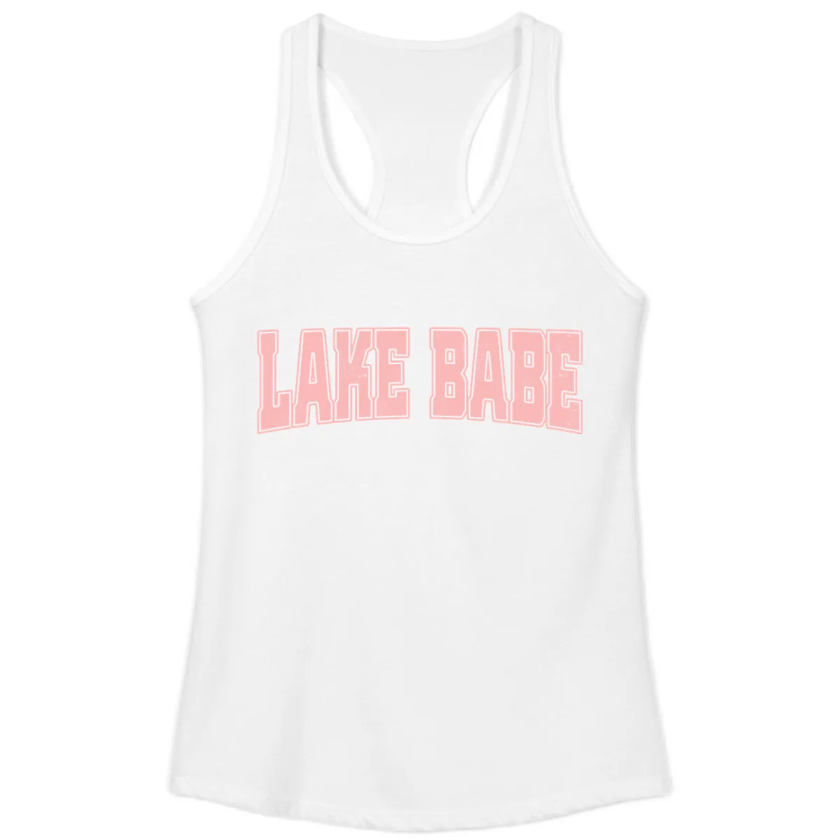 Lake Babe Typography Design Ladies Tank in White