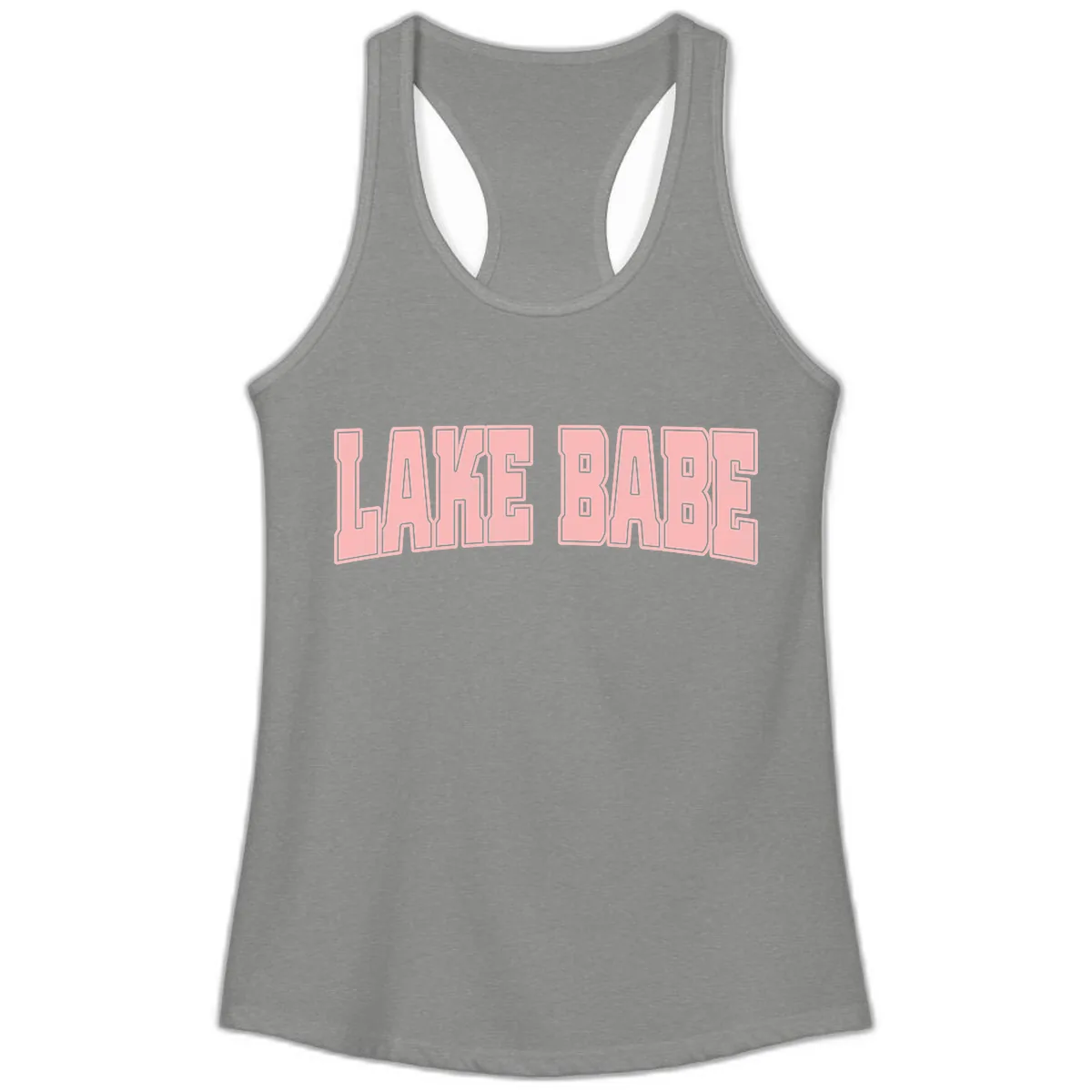 Lake Babe Typography Design Ladies Tank in Heather Grey
