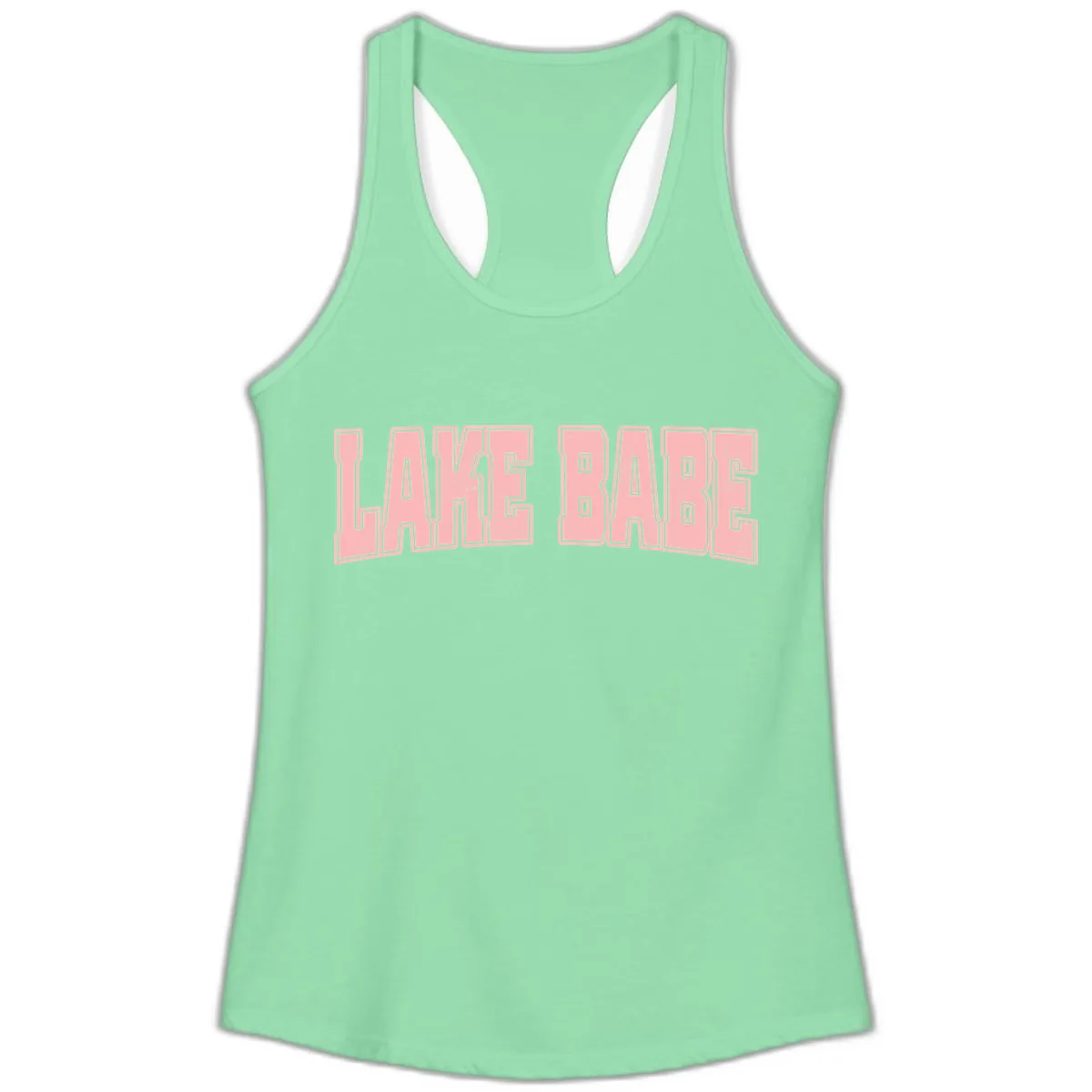 Lake Babe Typography Design Ladies Tank in Solid Mint