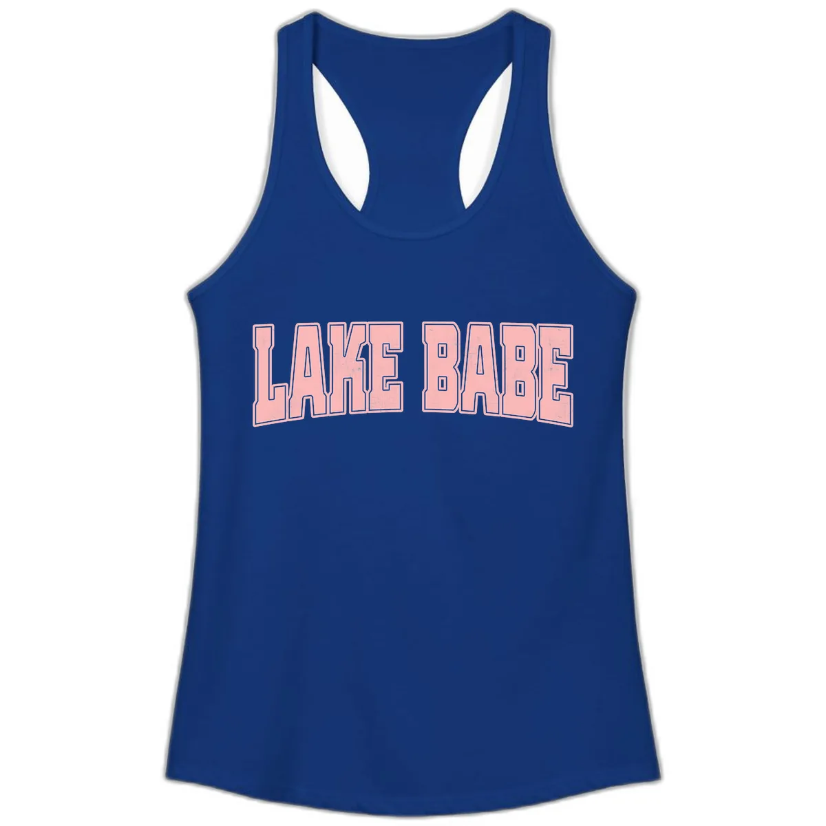 Lake Babe Typography Design Ladies Tank in Solid Royal