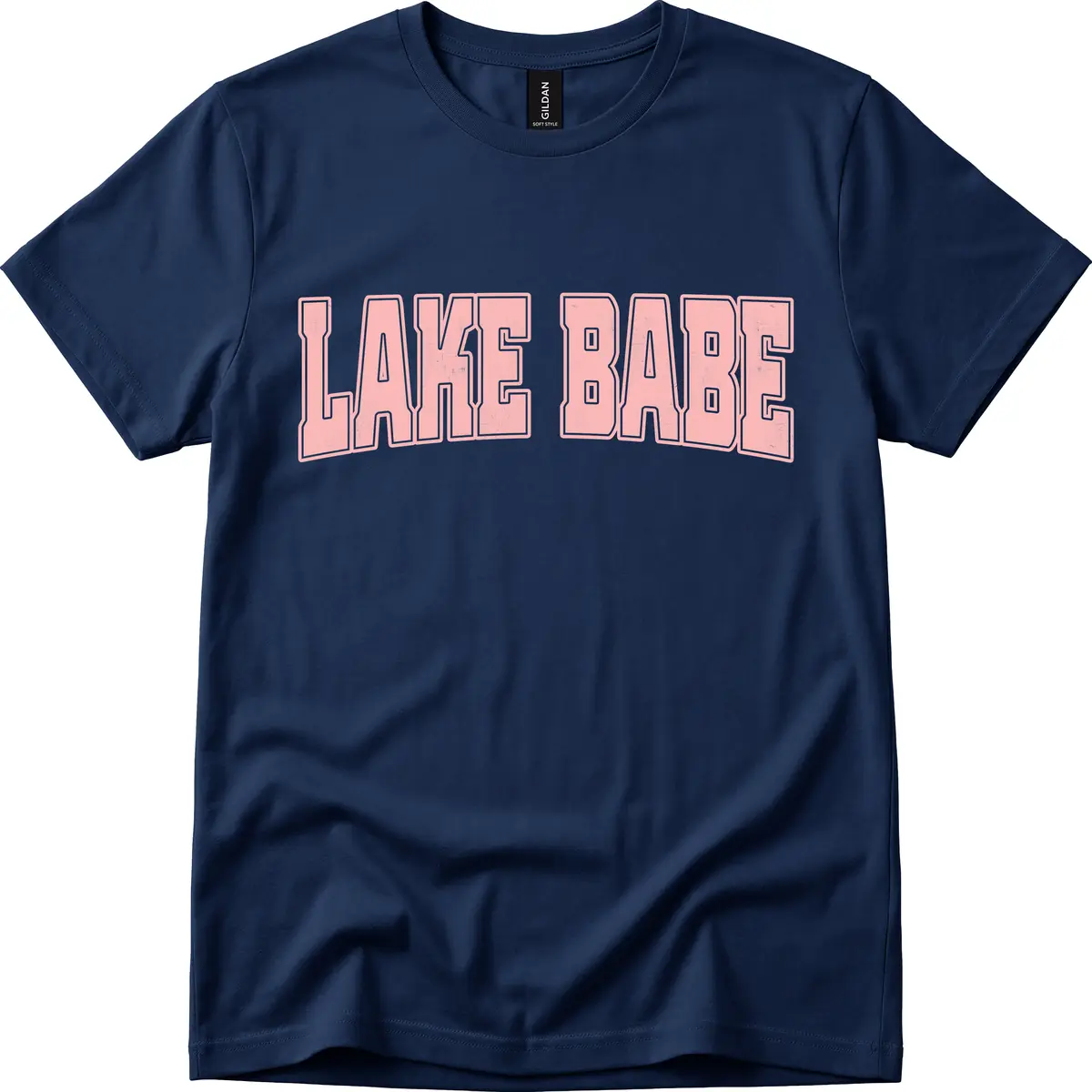 Lake Babe Typography Design T-Shirt in Navy