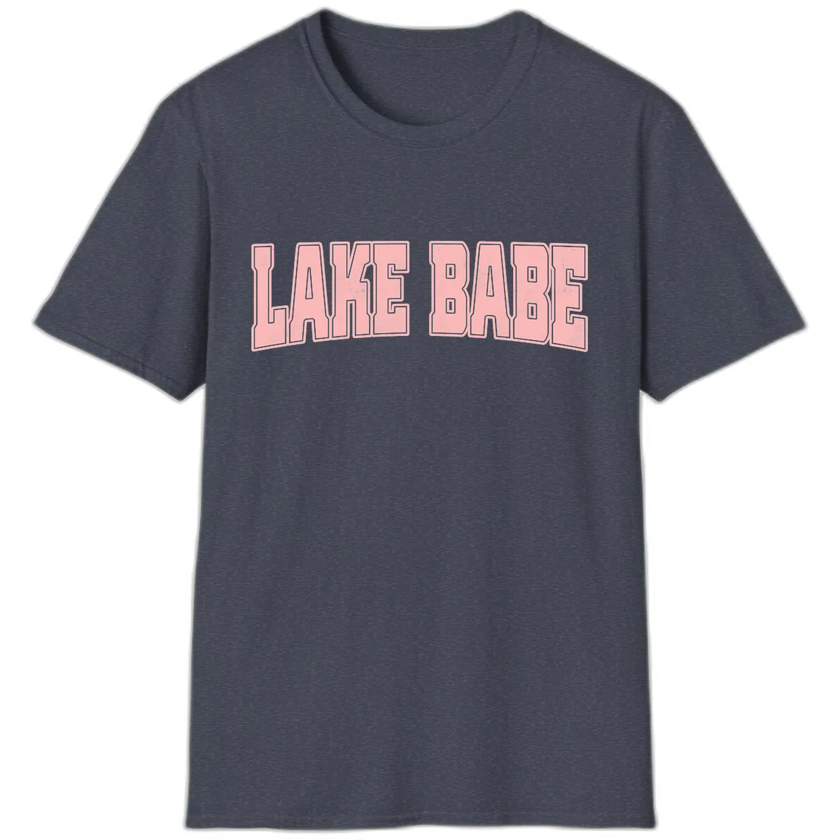 Lake Babe Typography Design T-Shirt in Heather Navy