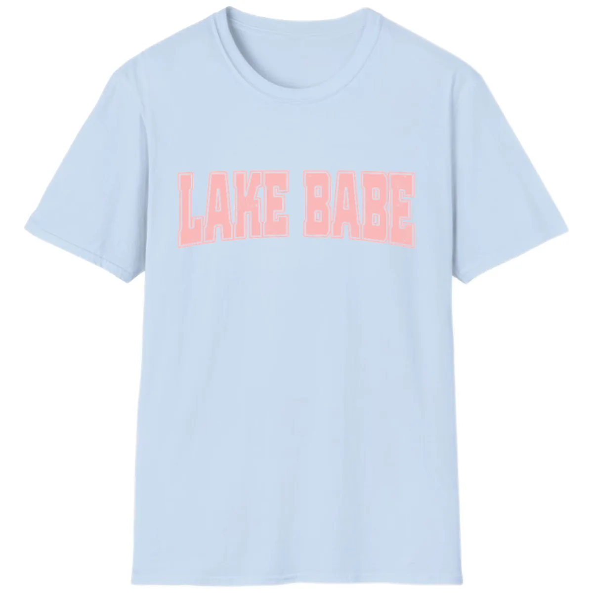 Lake Babe Typography Design T-Shirt in Light Blue