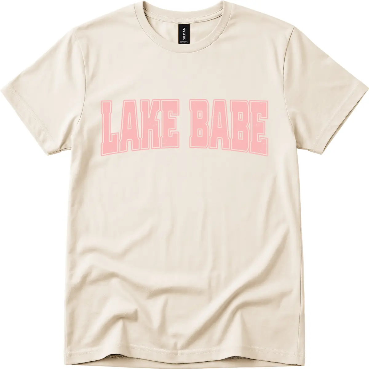 Lake Babe Typography Design T-Shirt in Natural