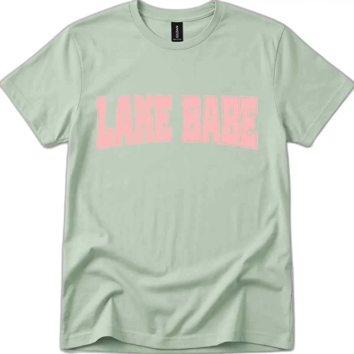 Lake Babe Typography Design T-Shirt in Sage