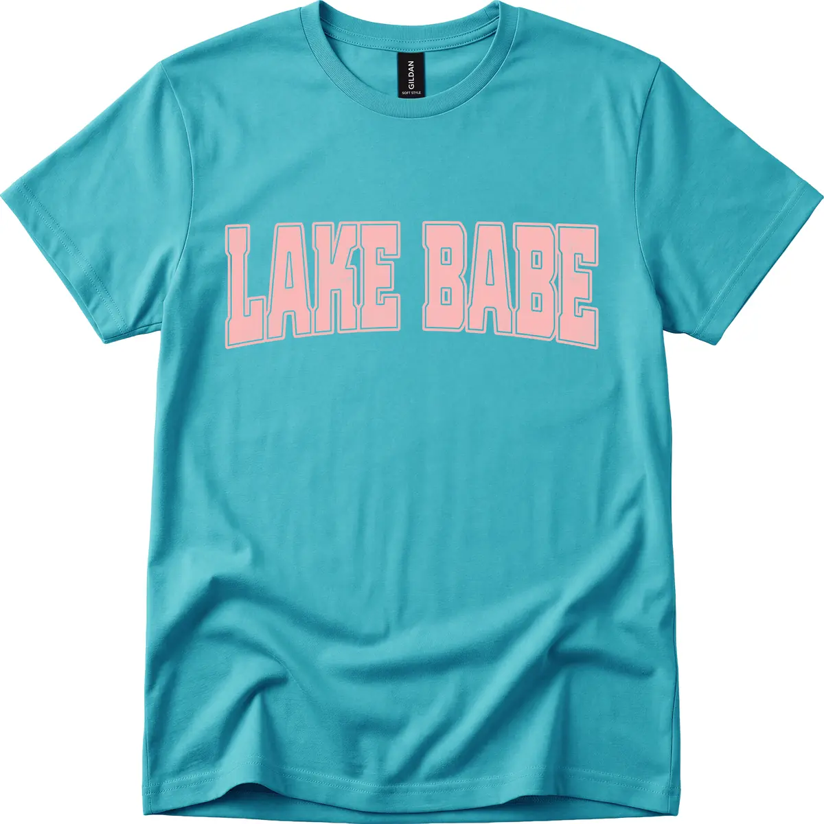 Lake Babe Typography Design T-Shirt in Tropical Blue