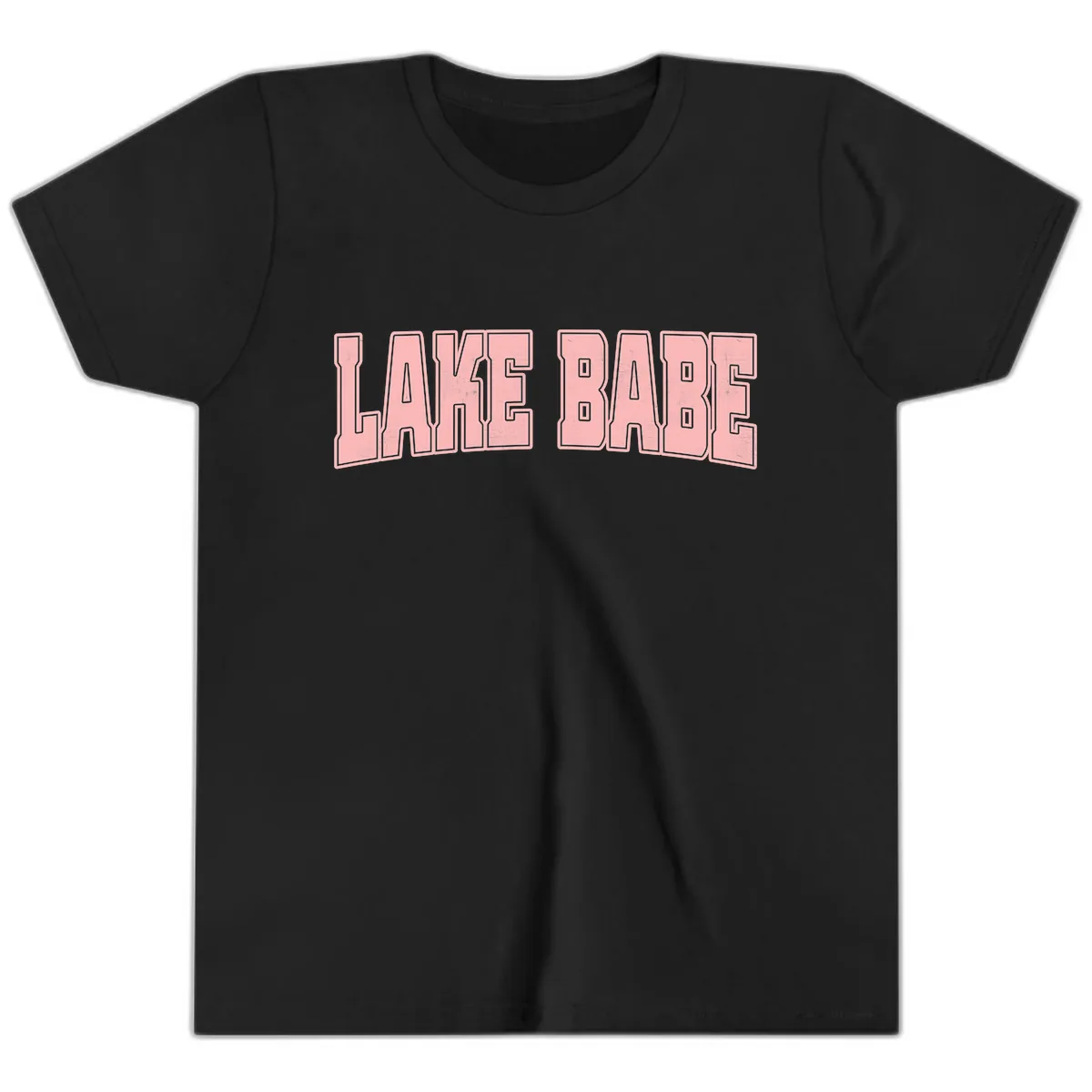 Lake Babe Typography Design Youth T-Shirt in Black