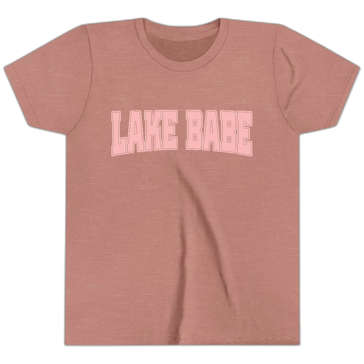 Lake Babe Typography Design Youth T-Shirt in Heather Mauve