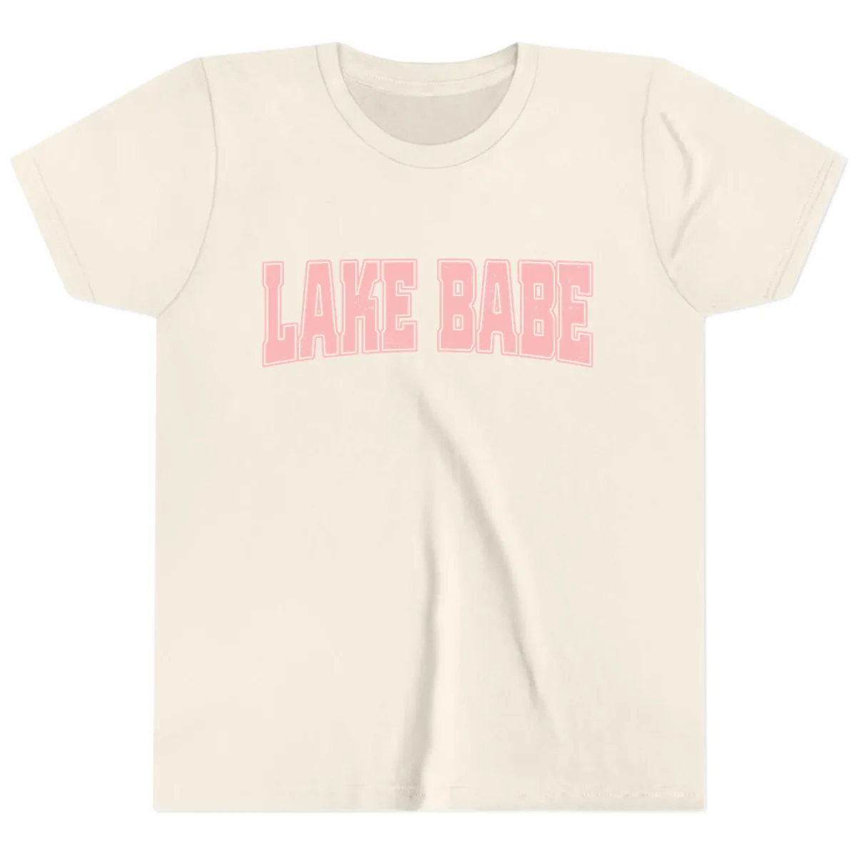 Lake Babe Typography Design Youth T-Shirt in Natural