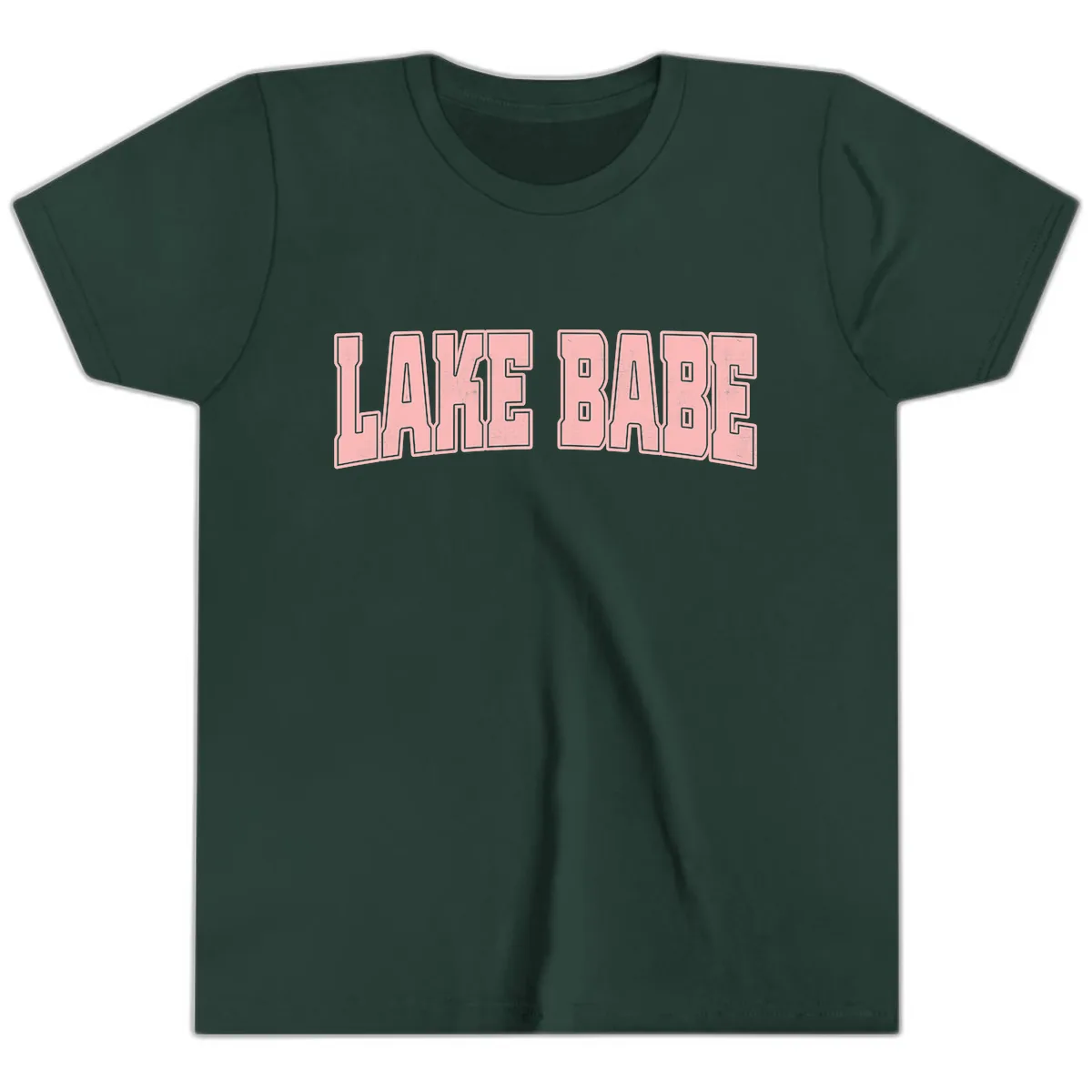 Lake Babe Typography Design Youth T-Shirt in Forest