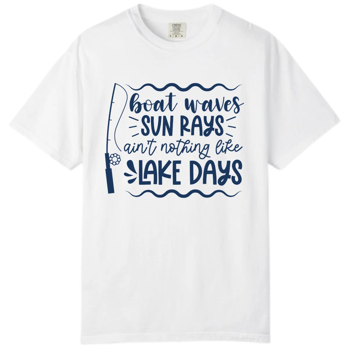 Boat Waves Sun Rays Lake Days Comfort Color in White