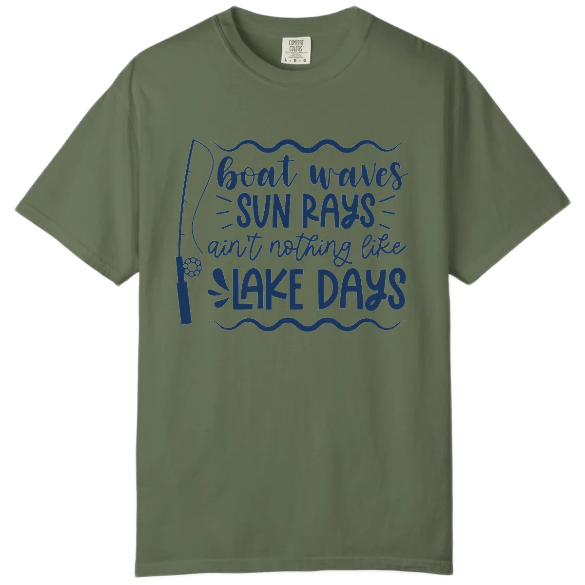 Boat Waves Sun Rays Lake Days Comfort Color in Sage