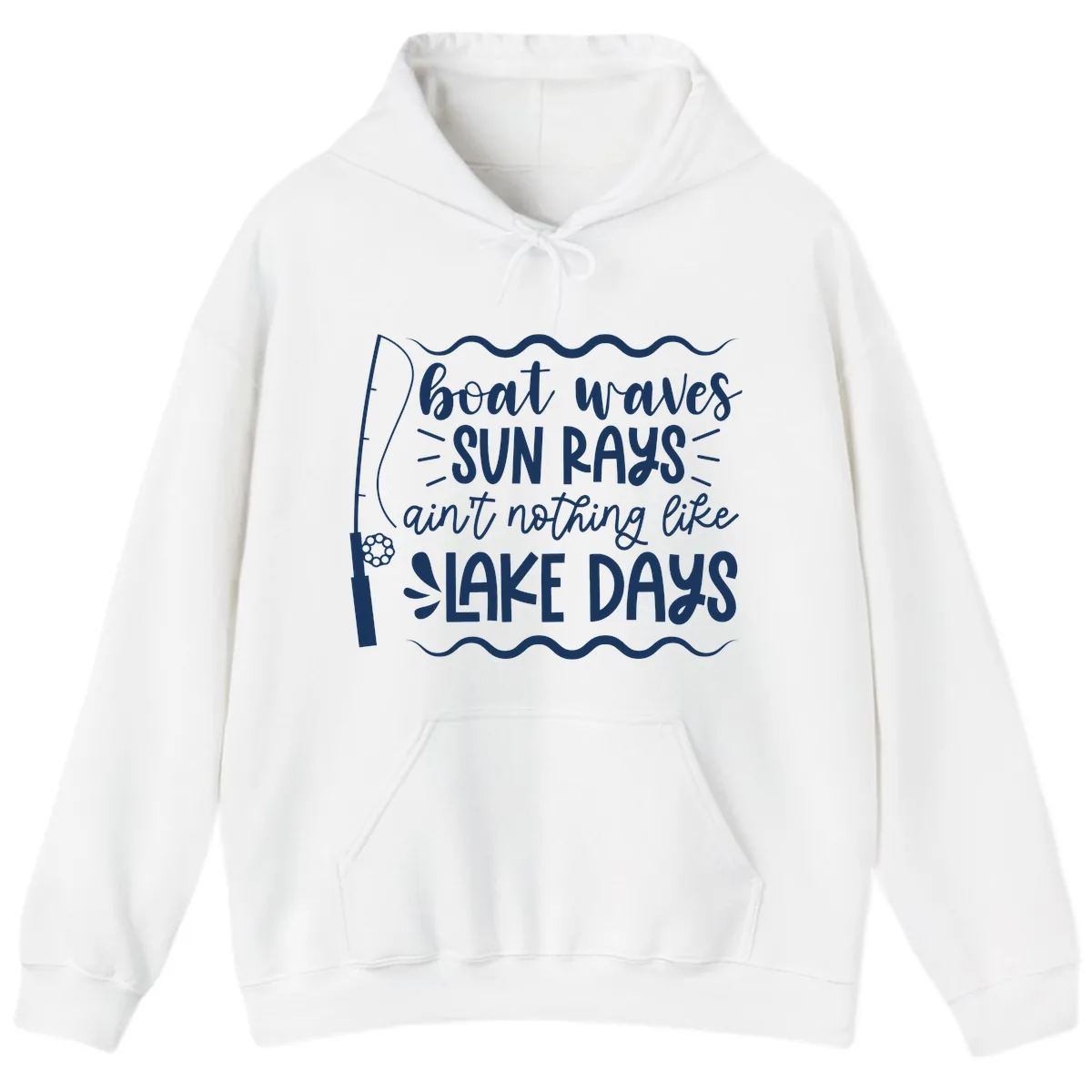 Boat Waves Sun Rays Lake Days Hoodie in White