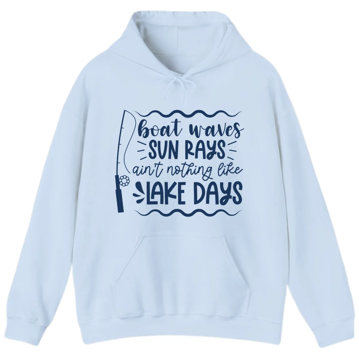 Boat Waves Sun Rays Lake Days Hoodie in Light Blue
