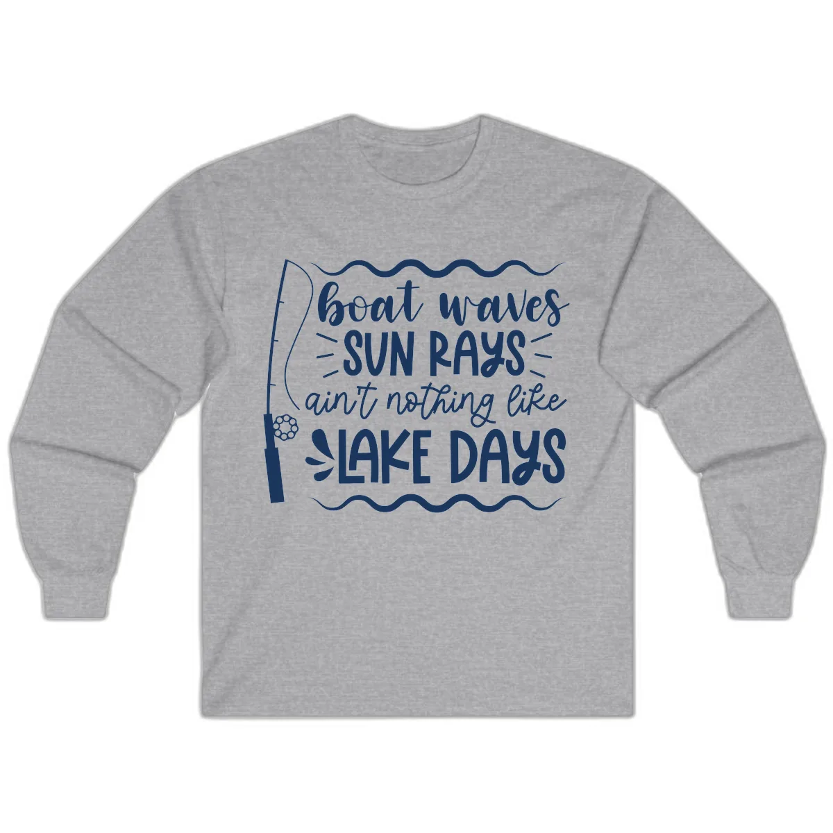 Boat Waves Sun Rays Lake Days Long Sleeve in Sport Grey