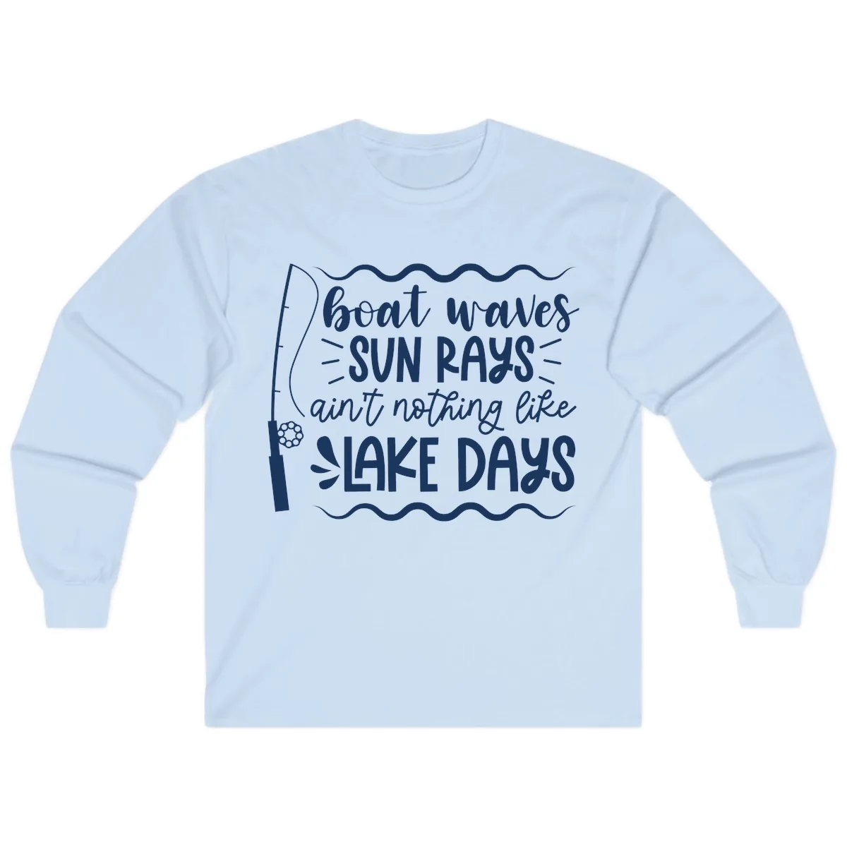 Boat Waves Sun Rays Lake Days Long Sleeve in Light Blue