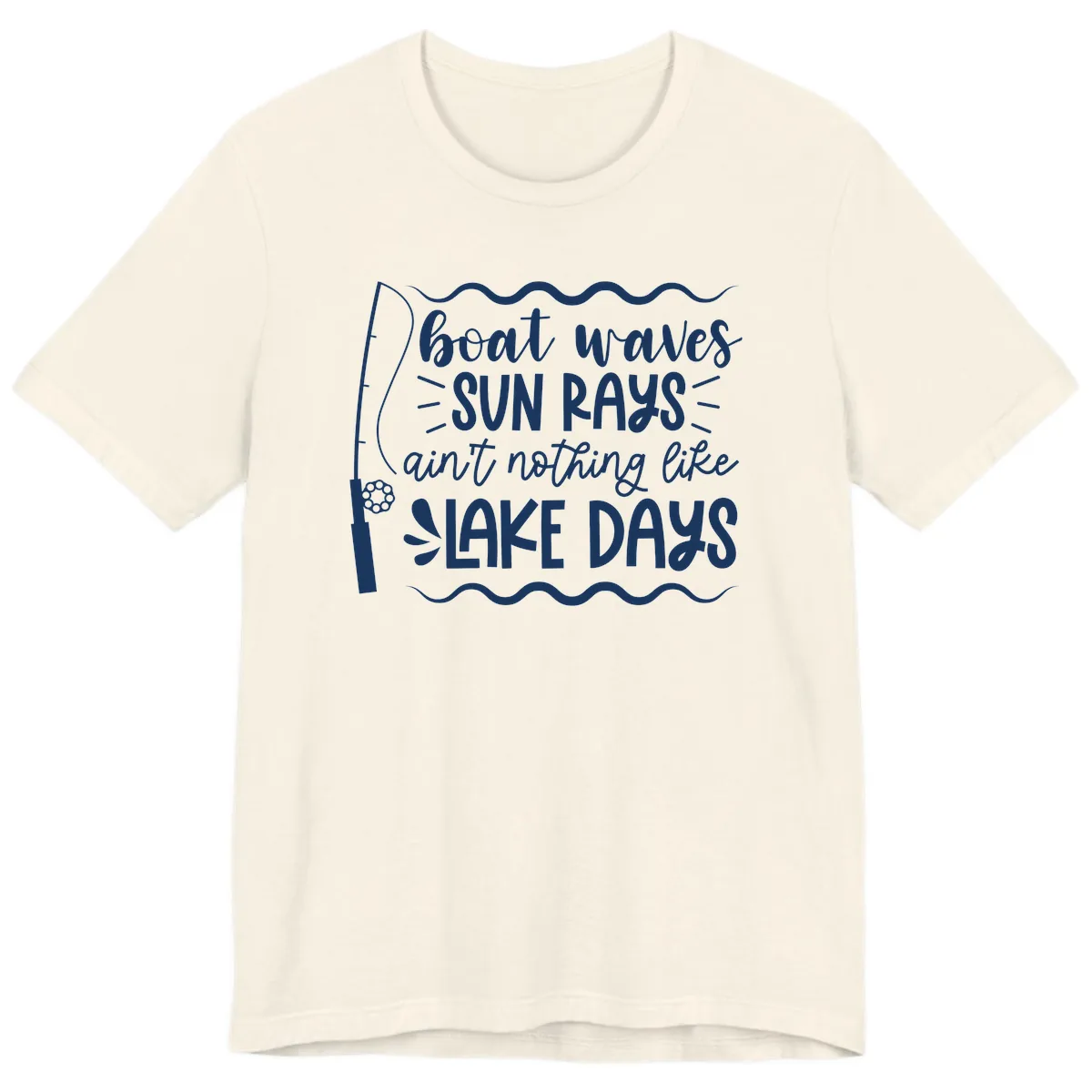 Boat Waves Sun Rays Lake Days Premium T-Shirt in Natural