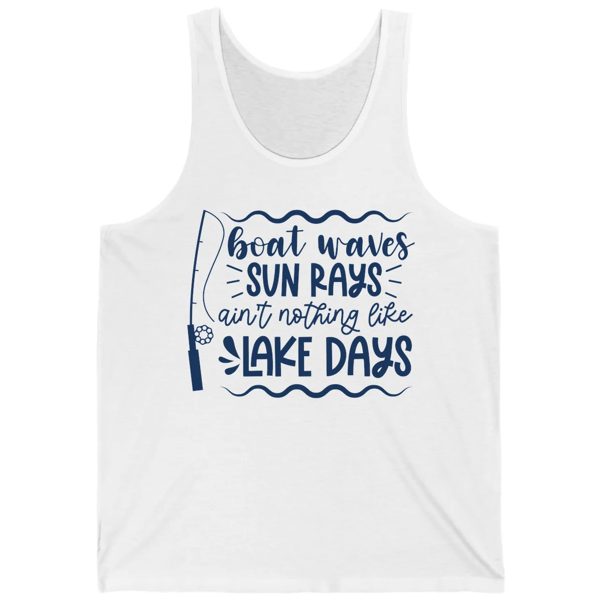 Boat Waves Sun Rays Lake Days Tank in White