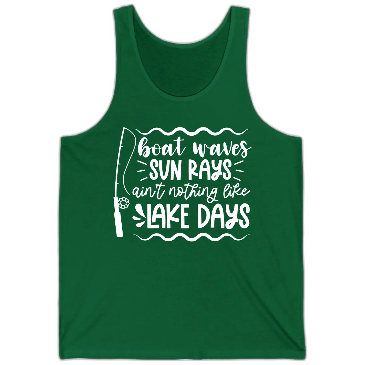 Boat Waves Sun Rays Lake Days Tank in Kelly