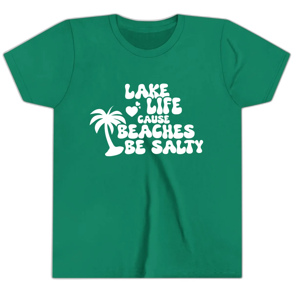 Lake Life Cause Beaches Be Salty Youth T-Shirt in Kelly