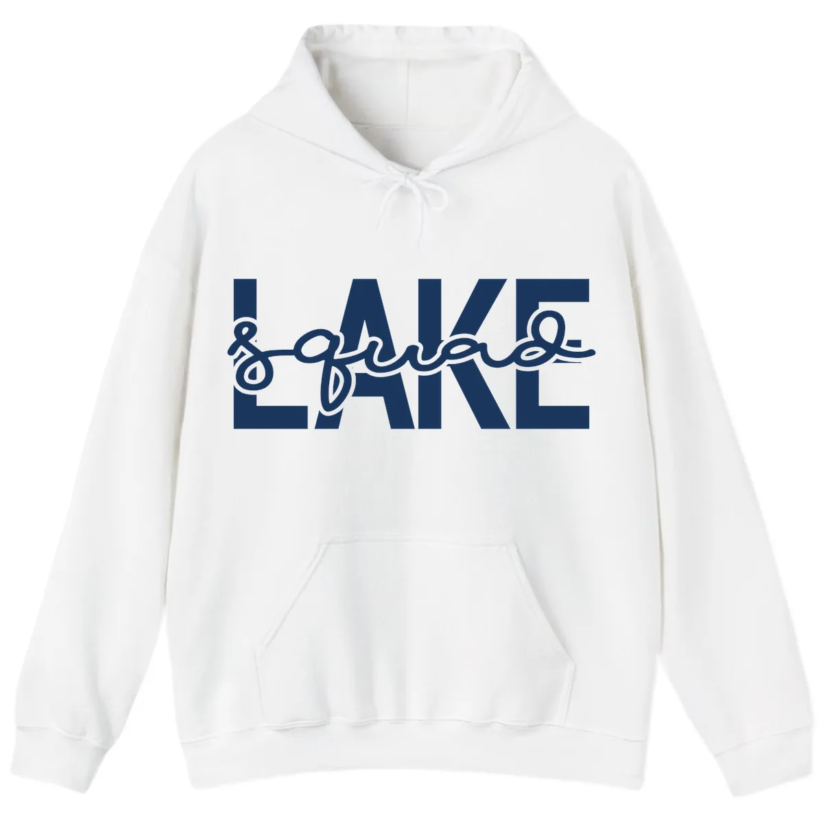 Lake Squad Typography Design Hoodie in White