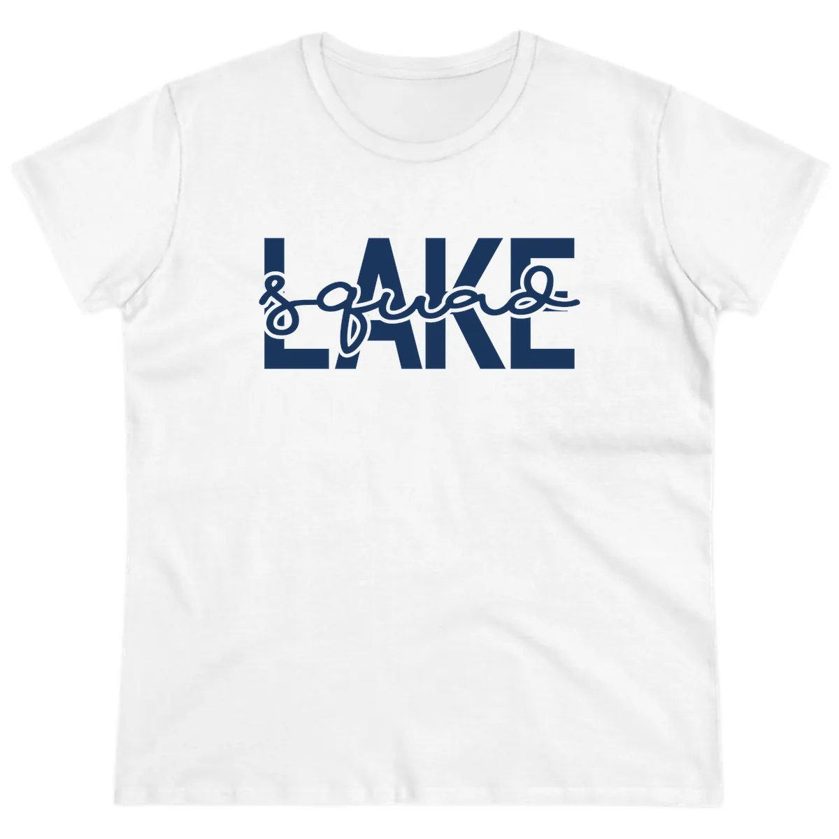 Lake Squad Typography Design Ladies Tee in White